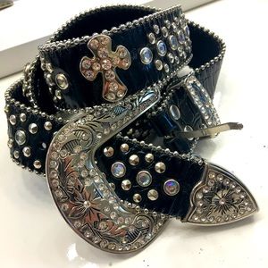 Genuine Leather Bling Belt